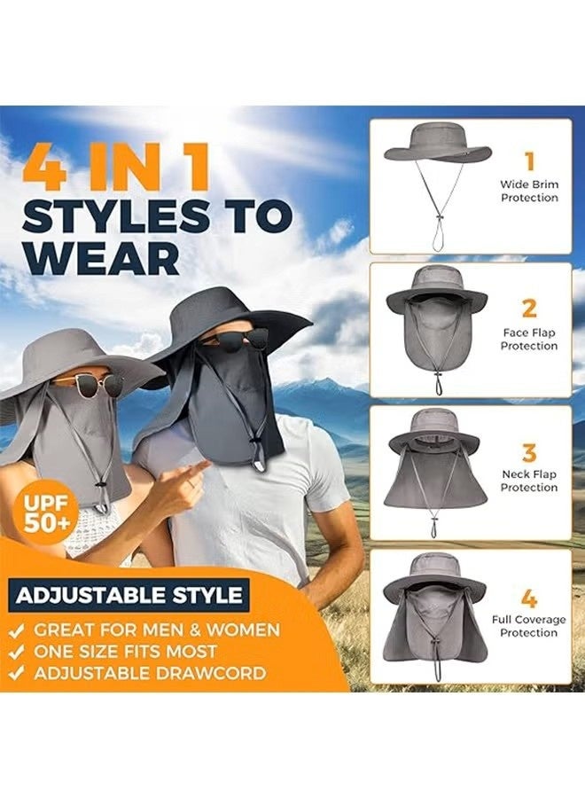 Sun Cap, 3 in 1 Sun Hat with Removable Neck Flap and Face Cover, UV Sun Protection Waterproof Bucket Hat for Fishing Hiking Camping - Image 5