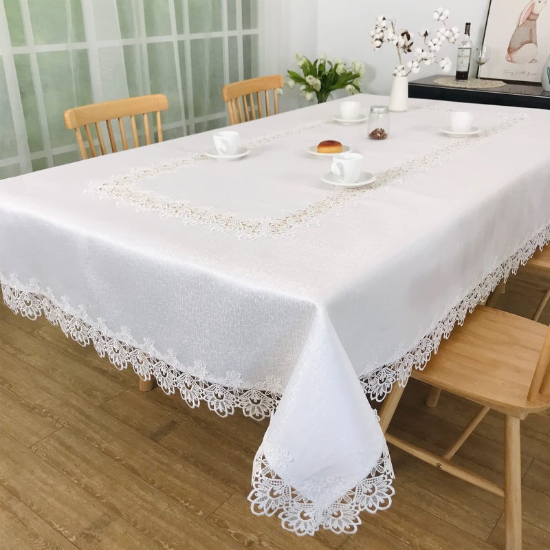 BrekSdat Tablecloths for Rectangle Tables Lace Elegant Decor for Dinning Home Holiday Party Kitchen Easter Christmas Wedding Farmhouse Outdoor Washable Table Linen H17176white1 72 144
