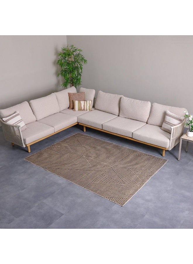 DANUBE HOME سجادة هاربر الخارجية القابلة للغسل بتصميم هندسي | سجادات خارجية قابلة للغسل | سجادة بوليستر لتغطية الأرضيات | سجادة داخلية لغرفة المعيشة أو غرفة الطعام أو غرفة النوم 160X230 سم - أسود - Image 3