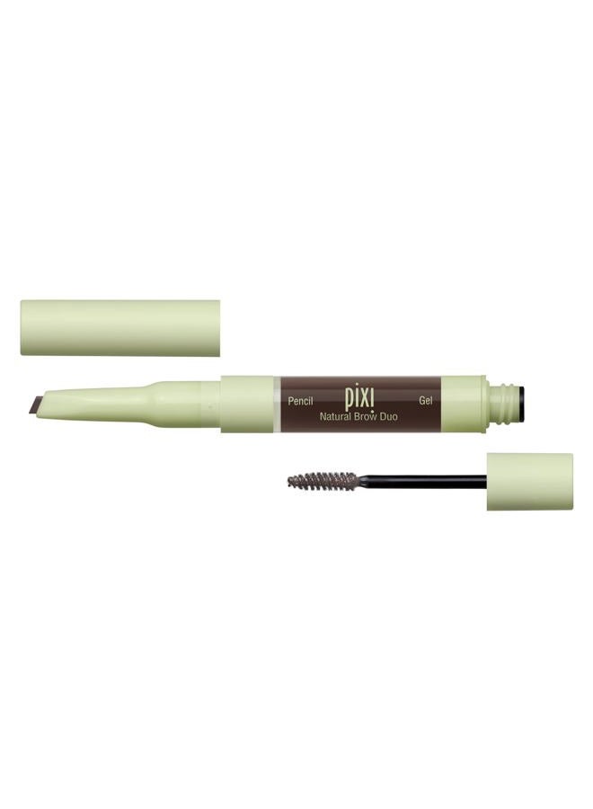 pixi Natural Brow Duo - Deep Brunette, Precision Pencil & Tinted Gel, Waterproof Brow Shaper for All-Day Hold, Paraben-Free, 0.2oz - Image 1