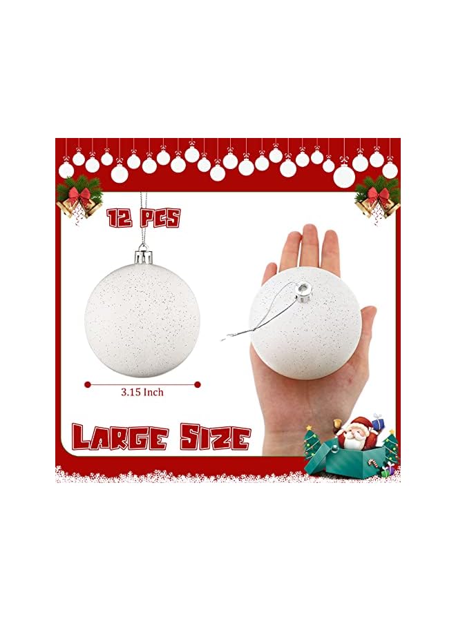 The Bros 12 قطعة كرات ثلجية لامعة كبيرة لتزيين شجرة عيد الميلاد - Image 2