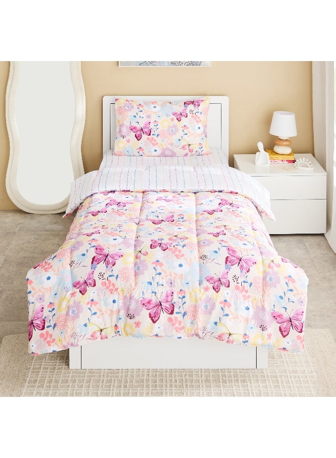 هوم بوكس مجموعة لحاف فردي من المايكروفايبر بنقشة بتلات النوم من آيفي -  سم - Image 2