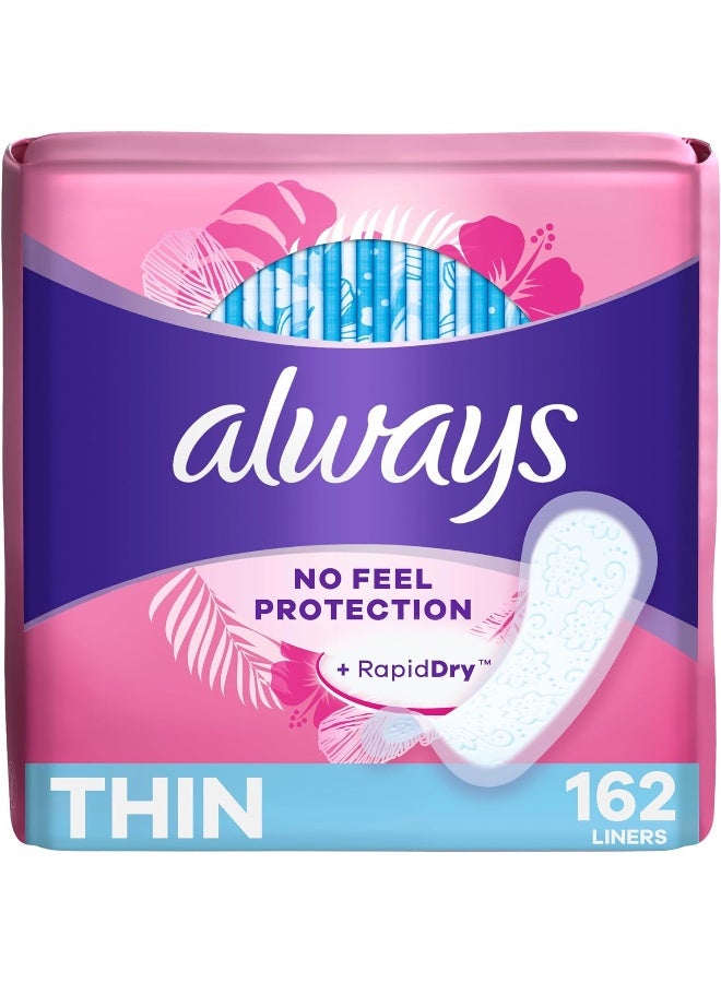 Always Thin Daily Panty Liners For Women, Light Absorbency, Unscented, 162 Count - Image 1
