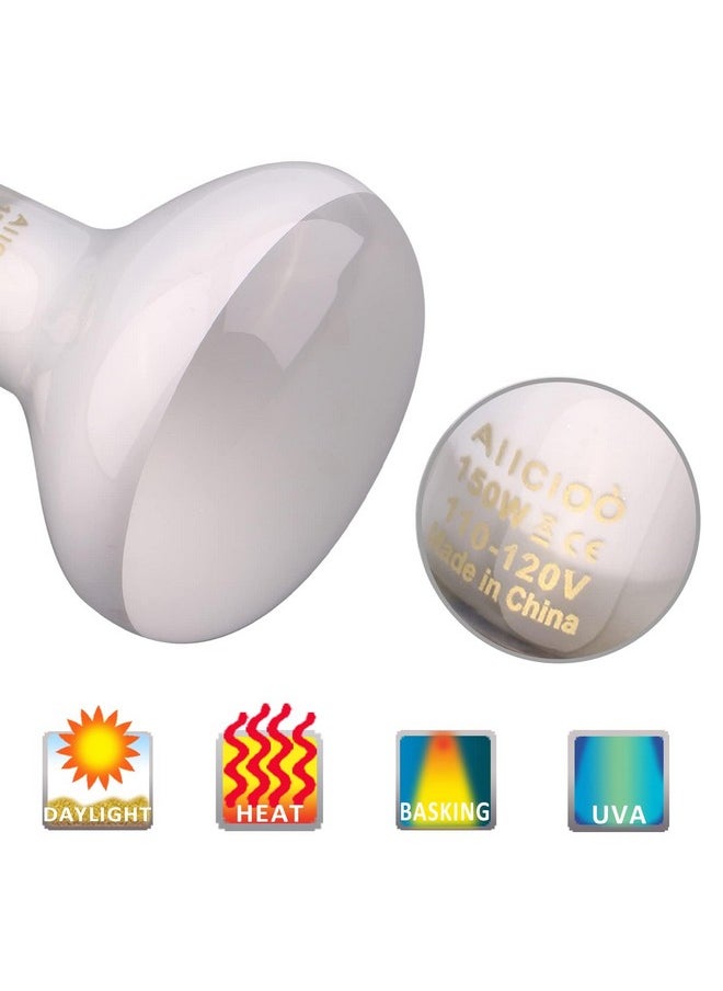 Aiicioo - Reptile Basking Light Bulb  150W Reptile Heat Lamp Basking Bulb For Bearded Dragon Turtle Hermit Crab Gecko Lizard Daylight - Image 1
