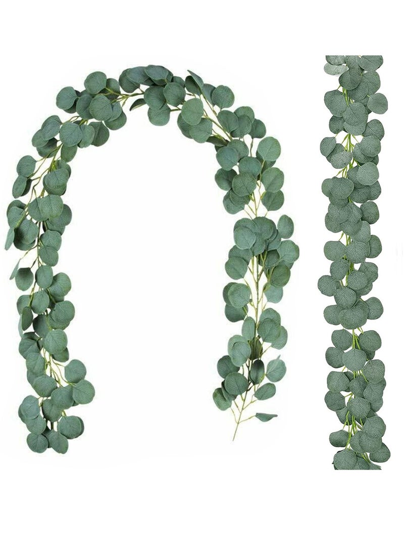 Mordely Artificial Eucalyptus Garland Fake Vines Greenery Garland Silver Dollar Eucalyptus for Room Decor Wedding Tables Bedroom Wall Garden Decoration  - Image 1