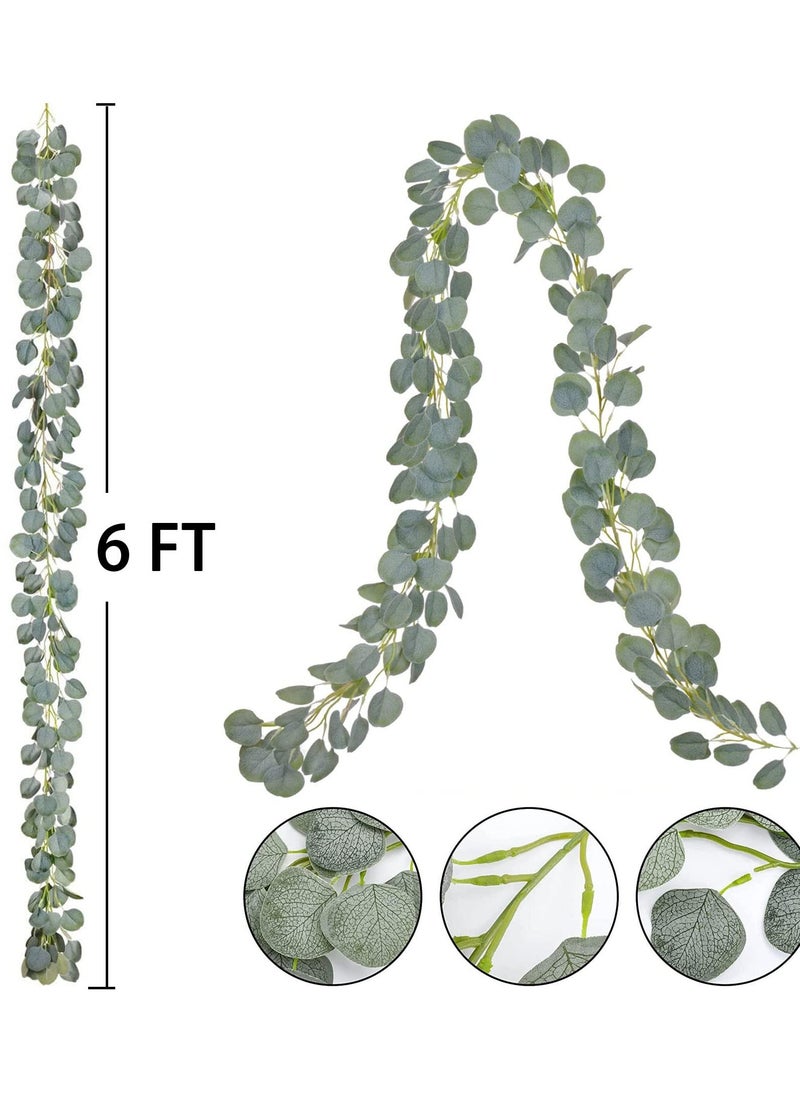 Mordely Artificial Eucalyptus Garland Fake Vines Greenery Garland Silver Dollar Eucalyptus for Room Decor Wedding Tables Bedroom Wall Garden Decoration  - Image 2