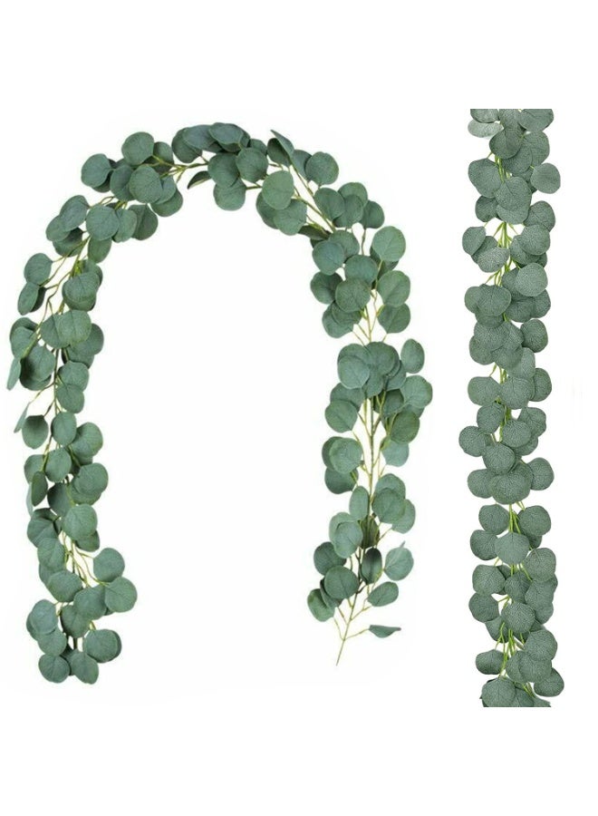 Mordely Artificial Eucalyptus Garland Fake Vines Greenery Garland Silver Dollar Eucalyptus for Room Decor Wedding Tables Bedroom Wall Garden Decoration - Image 1