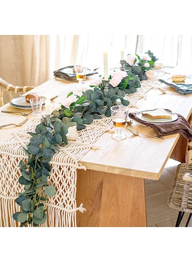Mordely Artificial Eucalyptus Garland Fake Vines Greenery Garland Silver Dollar Eucalyptus for Room Decor Wedding Tables Bedroom Wall Garden Decoration - Image 4