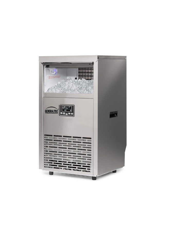 Generaltec GIM65SS Portable Commercial Ice Maker, 65Kg/24H, 15Kg Storage, Stainless Steel, Digital Display- 1 Year Warranty - Image 1