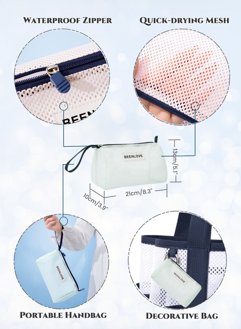 Generic Quick-drying Beach Bag Sport Bag Handbag Set for Men and Women,Gym Bag,Travel Bag, Swimming Bag,Wash or Makeup Handbag, Cool Quick-drying Fabric, Long Handle for Shoulder and Back, Durable, for Swimming, Fitness, Beach Vacation, Picnic, Camping (14.5L+ ,Mint Green)  - Image 5