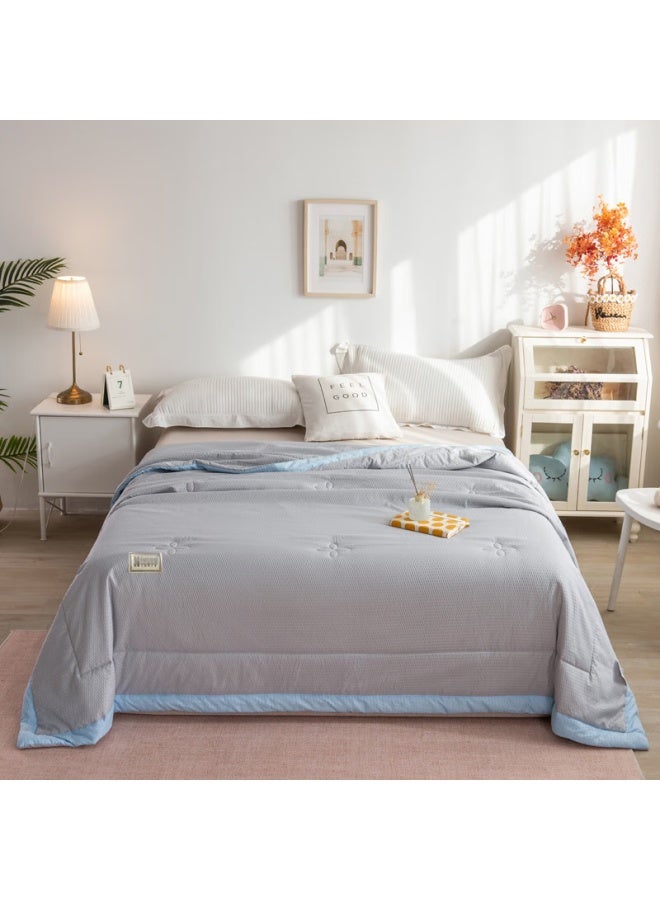 MUJI لحاف موي 10% من ألياف فول الصويا، لحاف صيفي مريح، 180x220 سم، رمادي أنيق - Image 4