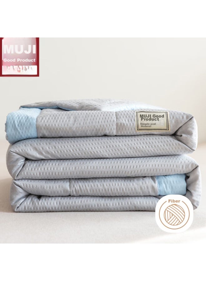 MUJI لحاف موي 10% من ألياف فول الصويا، لحاف صيفي مريح، 180x220 سم، رمادي أنيق - Image 5