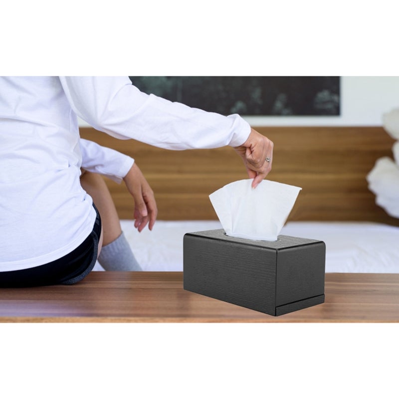 Rectangular Tissue Box: Black, Fine Workmanship, Drawer Type - User-friendly Design, Wood Tissue Box for Living Room, Bedroom, Kitchen - Image 2