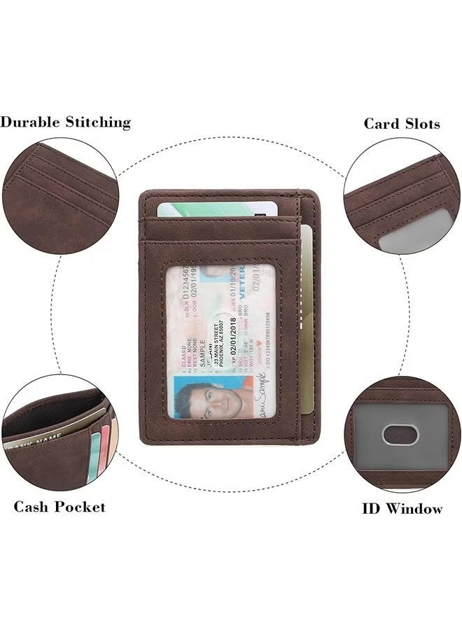 واي جيه محفظة رفيعة وعصرية بحجم صغير مع جيب أمامي وحاجز RFID للرجال والنساء محفظة حامل بطاقات جلدية (قهوة) - Image 4
