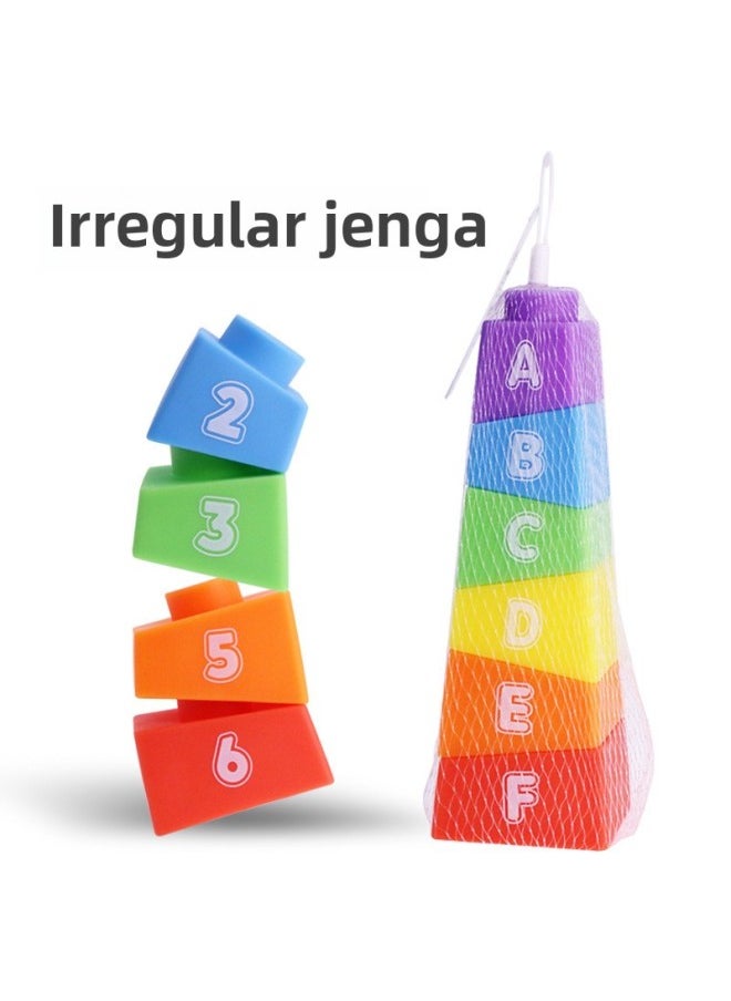 null - Export Children's Color Irregular Square Stacking Circle Toy Collage Stacking Set Stacking-Color:638-100 Irregular Square Jenga - Image 1