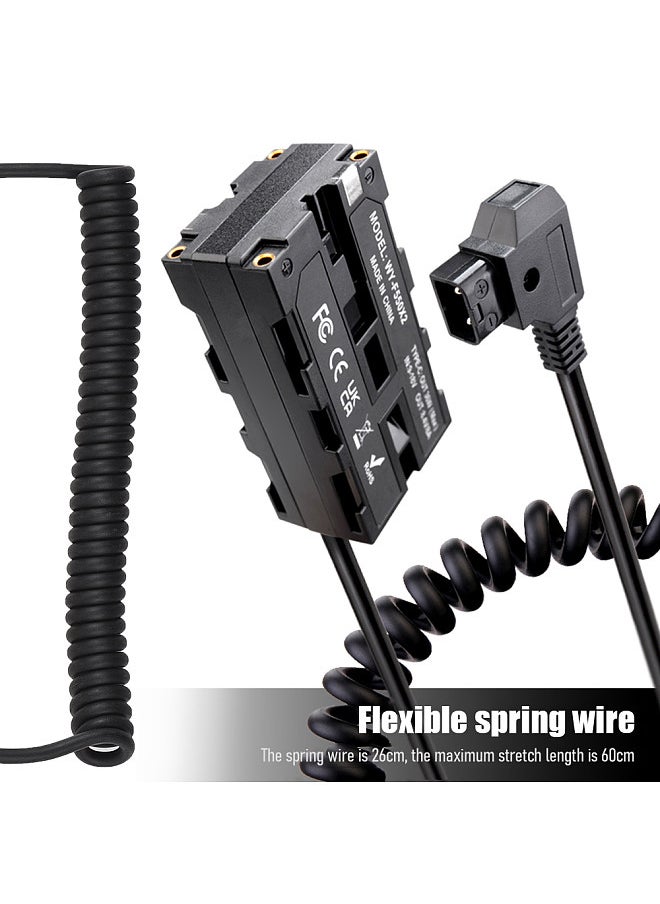 Generic D-Tap to Dual-sided NP-F550 Dummy Battery Coiled Cable DC Coupler Accessory for Monitors/ LED Video Light/ Microphone/ Wireless Transmitter Receiver  - Image 2