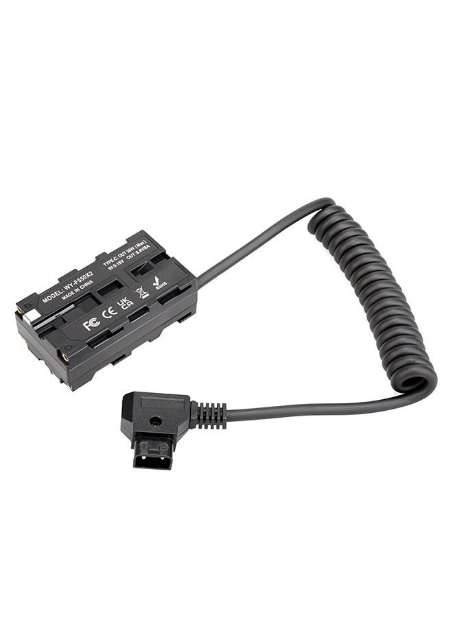 Generic D-Tap to Dual-sided NP-F550 Dummy Battery Coiled Cable DC Coupler Accessory for Monitors/ LED Video Light/ Microphone/ Wireless Transmitter Receiver  - Image 1