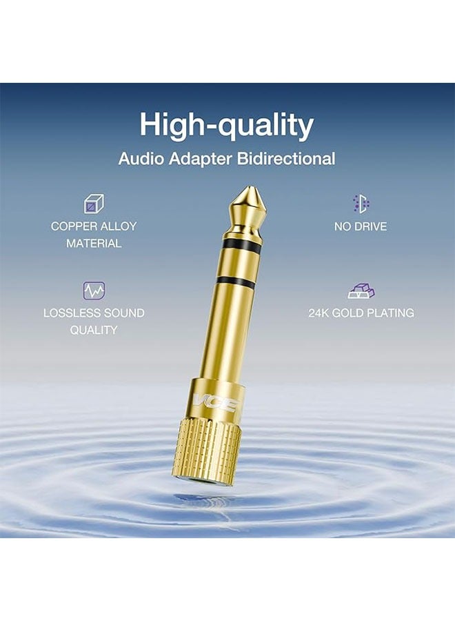 Realfrog Audio Adapter Converters (4-Pack 6.5mm Male to 3.5mm) and (4-Pack 6.35mm Plug to 3.5mm) Female Stereo for Guitar Headphone Amplifiers, Gold  - Image 2