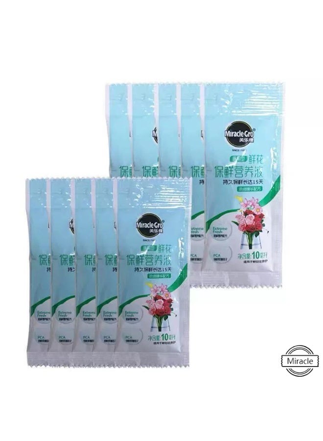 Miracle Liquid Flower Nutrient Solution, Clear, Concentrated, Suitable For Flower Arrangements And Bouquets, Mix With Water, Ideal For Florists And Home Use (10 Packs, 10 ml Each) - Image 1