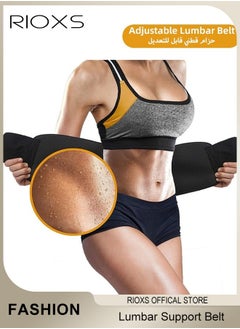 RIOXS Sweat Waist Trainer for Women Low Back Sweat Lumbar Support Belt For Stomach Waist Trimmer Lower Belly Waist Trimmer Belt Sauna Tummy Toner with Sauna Suit Effect  - Image 1