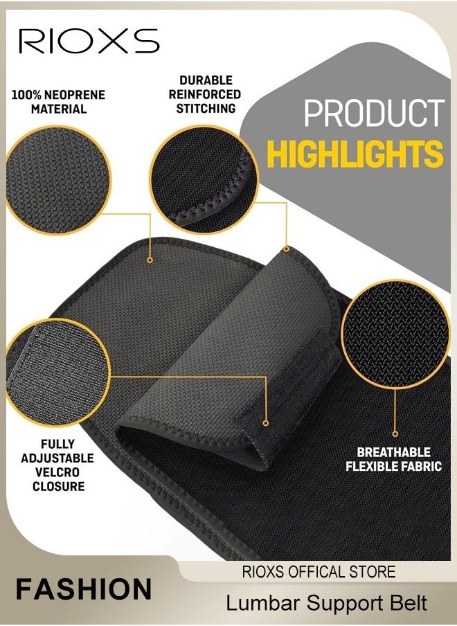 RIOXS Sweat Waist Trainer for Women Low Back Sweat Lumbar Support Belt For Stomach Waist Trimmer Lower Belly Waist Trimmer Belt Sauna Tummy Toner with Sauna Suit Effect  - Image 4