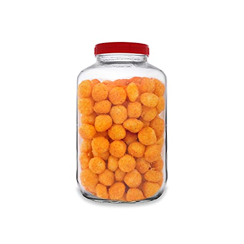 CROCO JAR Croco Glass Round Jar Air-Tight Jars With Plastic Lid Perfect For Dry Fruits, Biscuits, Cookies & Candy'S, Spices, Flacks, Pickles (4.5Ltr Pack Of 2) (Red) - Image 2