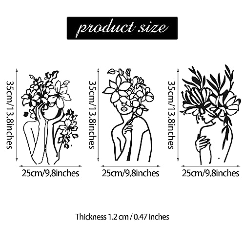 Photect 3 Pcs Metal Wall Art Decor Minimalist Abstract Woman metal Modern Line Drawing Wall Art Decor Female Single Line Home Hanging for Bedroom Kitchen Bathroom Living Room - Image 3
