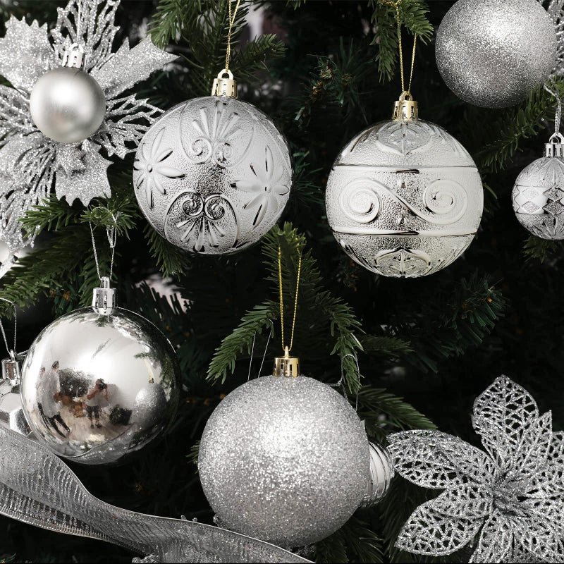 Wironlst Christmas Ball الحلي - 30 بكسل زخارف عيد الميلاد البلاستيكية المضادة للبلاستيك معلقة زخارف الكرة لحفل زفاف شجرة الأشجار (الفضة متعددة الحجم) - Image 5