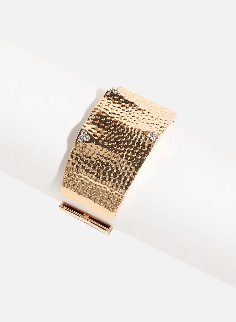 SOHI Dented Cuff Artificial Bracelet Jewellery