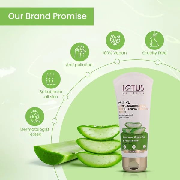 LOTUS HERBALS Lotus Herbals Active Aloe Niacinamide Brightening FACE WASH 100g Scrub 100g Set of 2 - Image 5