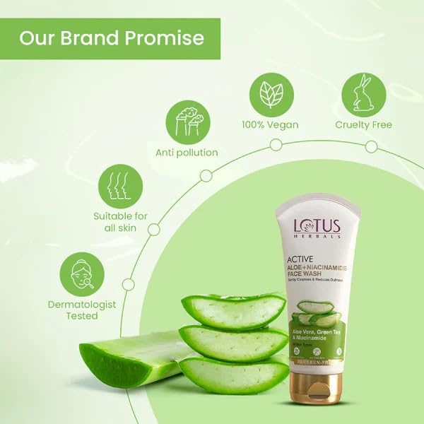 LOTUS HERBALS Lotus Herbals Active Aloe Niacinamide Brightening FACE WASH 100g Scrub 100g Set of 2 - Image 3
