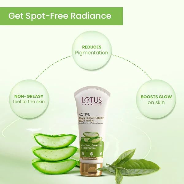 LOTUS HERBALS Lotus Herbals Active Aloe Niacinamide Brightening FACE WASH 100g Scrub 100g Set of 2 - Image 2