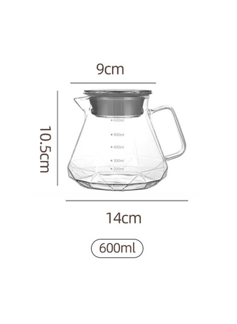 Transparent V60 Glass Coffee Pot,600mL Coffee Maker Octagonal Style, Teapot Glass Pot Pour Over Coffee with Lid for Drip Coffee Makers, V60 Glass Coffee Server, Coffee Dripper - Image 5
