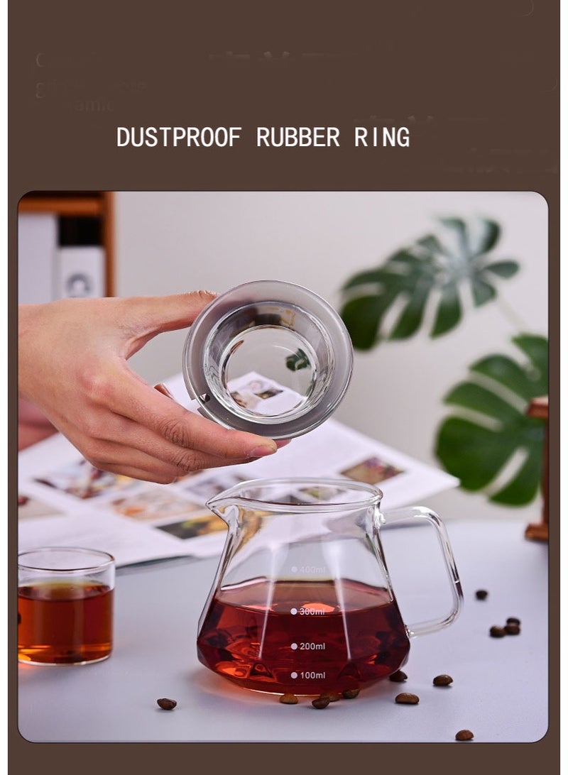 Transparent V60 Glass Coffee Pot,600mL Coffee Maker Octagonal Style, Teapot Glass Pot Pour Over Coffee with Lid for Drip Coffee Makers, V60 Glass Coffee Server, Coffee Dripper - Image 2