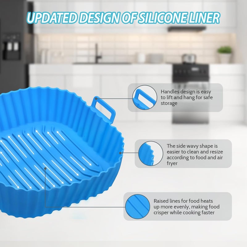 Komzon Silicone Air Fryer Liners Reusable 3 PCS, Airfryer Liners, Silicone Air Fryer Basket Liners Square, Food Grade AirFryer Accessories 4-7 QT, Ktchen Gadgets for Pot Oven Liner Baking Tray Pan - Image 5