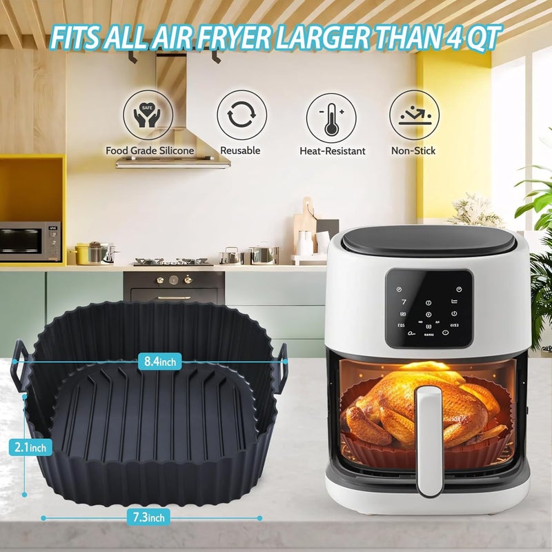 Komzon Silicone Air Fryer Liners Reusable 3 PCS, Airfryer Liners, Silicone Air Fryer Basket Liners Square, Food Grade AirFryer Accessories 4-7 QT, Ktchen Gadgets for Pot Oven Liner Baking Tray Pan - Image 2