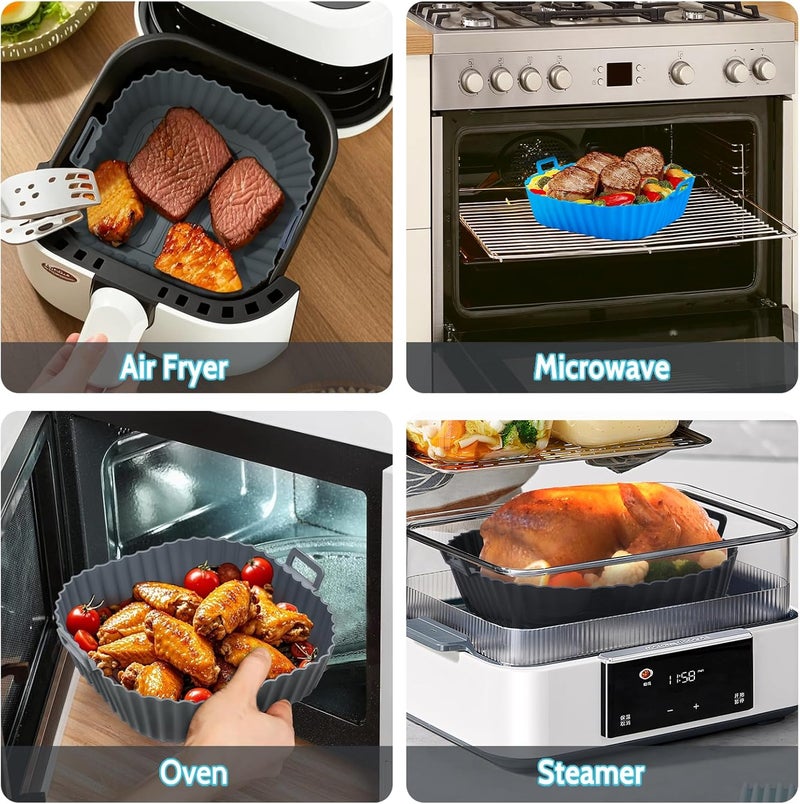 Komzon Silicone Air Fryer Liners Reusable 3 PCS, Airfryer Liners, Silicone Air Fryer Basket Liners Square, Food Grade AirFryer Accessories 4-7 QT, Ktchen Gadgets for Pot Oven Liner Baking Tray Pan - Image 4