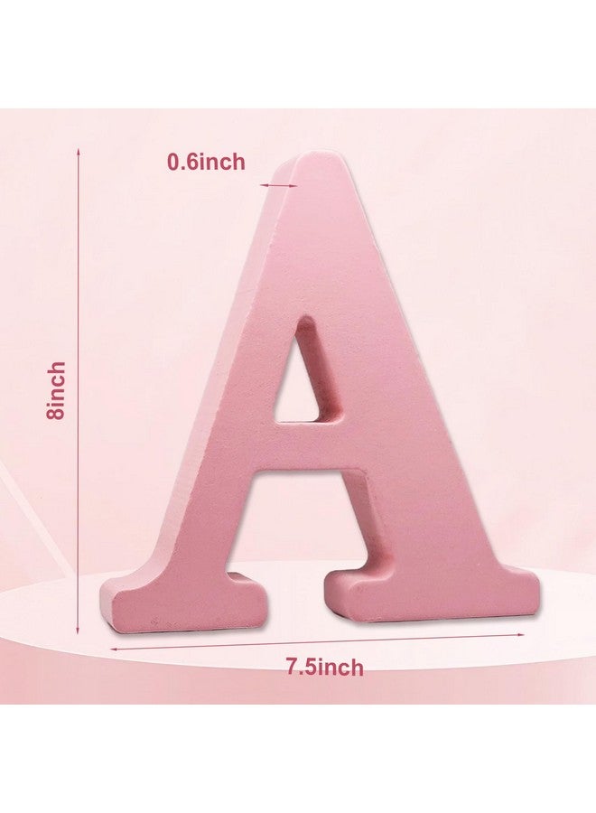 AOCEAN 8 Inch Pink Wood Letters Unfinished Wood Letters for Wall Decor Decorative Standing Letters Slices Sign Board Decoration for Craft Home Party Projects (A) - Image 2