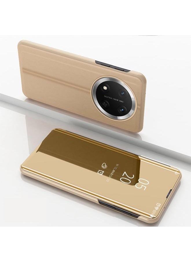 Zaboon For Honor X9c Plated Mirror Horizontal Flip Leather Phone Case with Holder(Gold) 