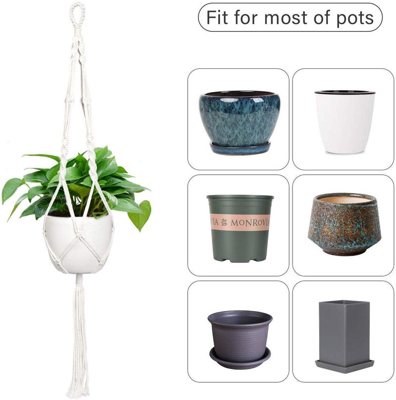 Coir garden Macrame Plant Hanger Indoor Outdoor Hanging Planter Basket Cotton Rope (Pot not Included)-4 Legs- 41 inch Contemporary Hanger - Pack of 5 - Image 5