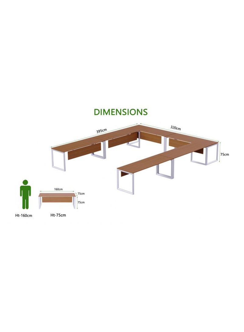 Mahmayi Mahmayi Vorm 136-16 12 Seater Light Walnut U-Shaped Conference-Meeting Table  - Image 4
