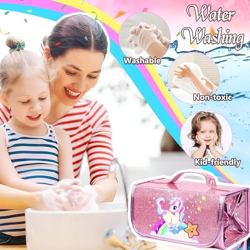 FunBlast Coloring Set for Kids in Foldable Pouch Includes 10 Pcs Twin Tip Acrylic Markers, 10 Pc Crayons, 10 Pcs Dual Art Marker, 10 Pc Color Pen with 120+ Cartoon Stickers (Unicorn) - Image 5