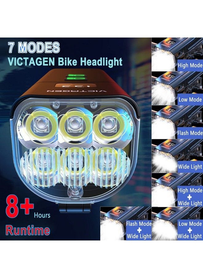 victagen - Bike Light 12000 Lumens Bike Lights For Night Riding 4Cree Led Bike Lights Waterproof Type C Rechargeable Front Bike Headlight And Taillight High & Low Beam Design Power Bank Function - Image 1