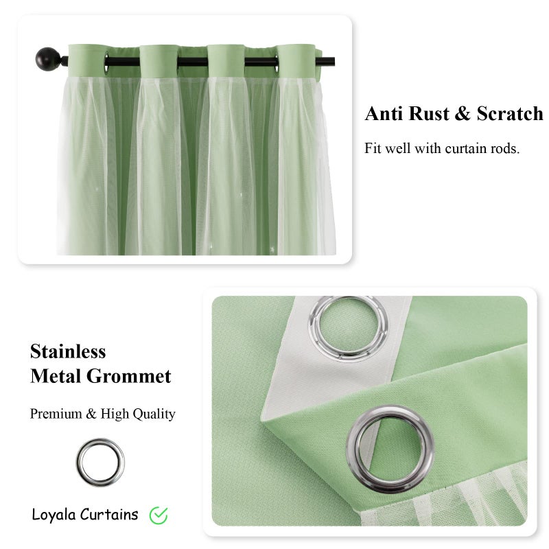 Loyala Stars Blackout Curtains for Bedroom - Double Layer, Kids, Cute - 63 Inch Long, Green, 42 x 63 Inch - Image 4