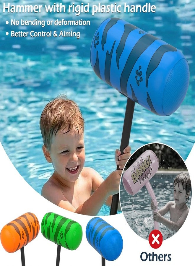 Jasonwell Pool Games Toys Floats -2Pack Inflatable Dinosaur Pool Floats with Blow Up Toy Hammers Ride on Pool Floaties for Kids Teens Adults Lounge Raft Summer Lake Beach Party Decorations (GN&BU XL) - Image 5