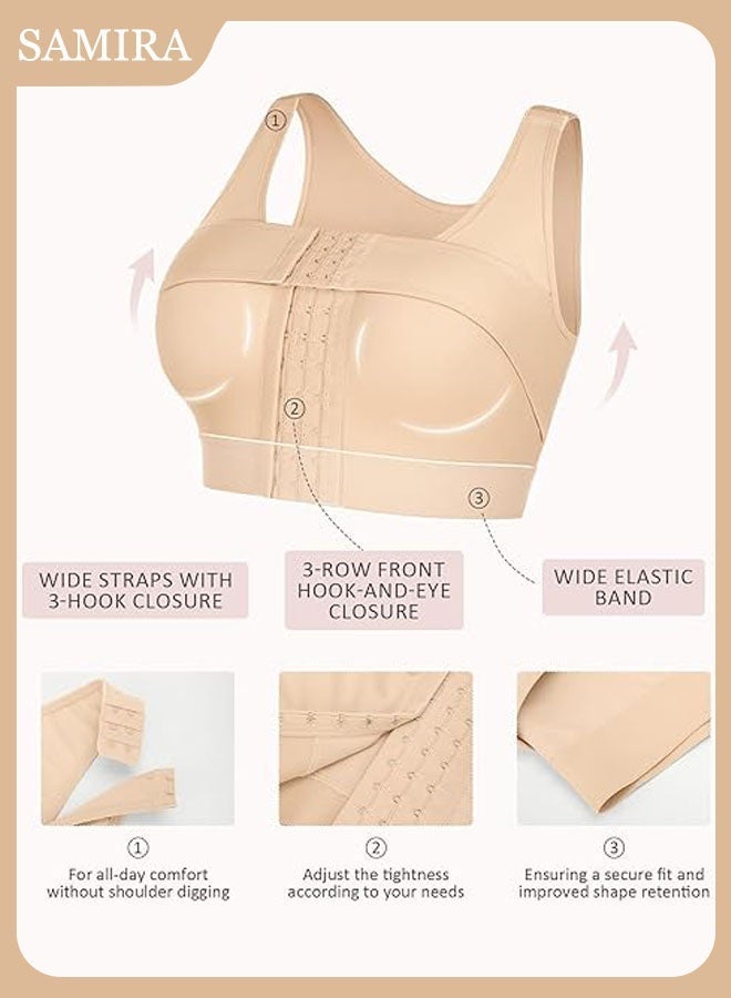 Samira Surgical Compression Bra & Corset for Women Front Closure with Breast & Waist Support  Post Surgery Recovery  Beige（M-XXXL） - Image 2