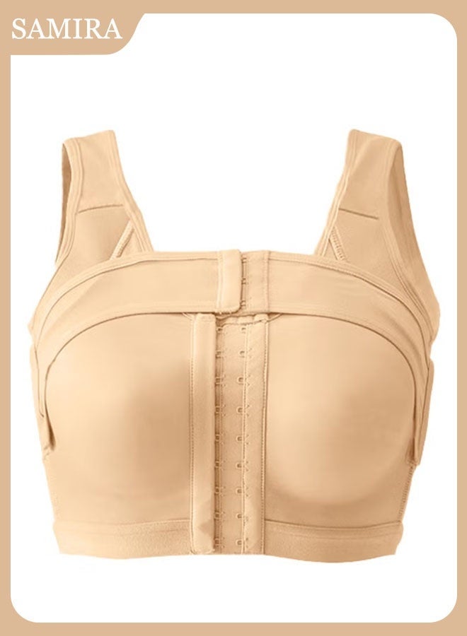 Samira Surgical Compression Bra & Corset for Women Front Closure with Breast & Waist Support  Post Surgery Recovery  Beige（M-XXXL） - Image 1