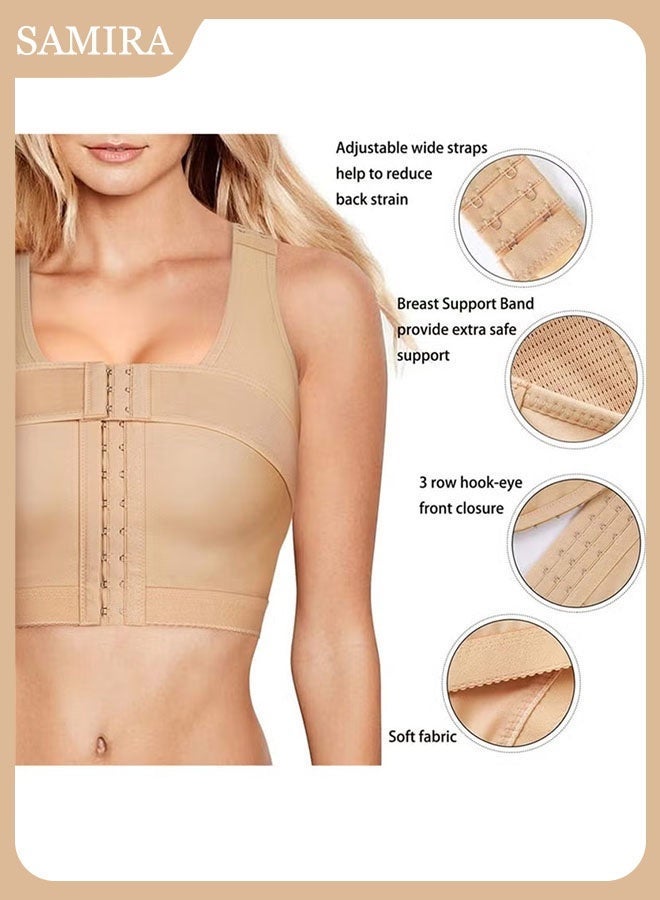Samira Surgical Compression Bra & Corset for Women Front Closure with Breast & Waist Support  Post Surgery Recovery  Beige（M-XXXL） - Image 3