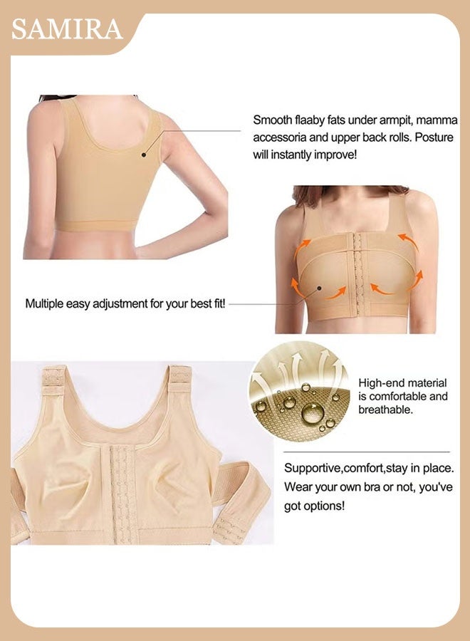 Samira Surgical Compression Bra & Corset for Women Front Closure with Breast & Waist Support  Post Surgery Recovery  Beige（M-XXXL） - Image 4