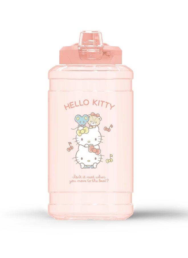 Miniso Sanrio characters Party Series Plastic Bottle with Auto Flip Lid (1900mL)(Hello Kitty) 